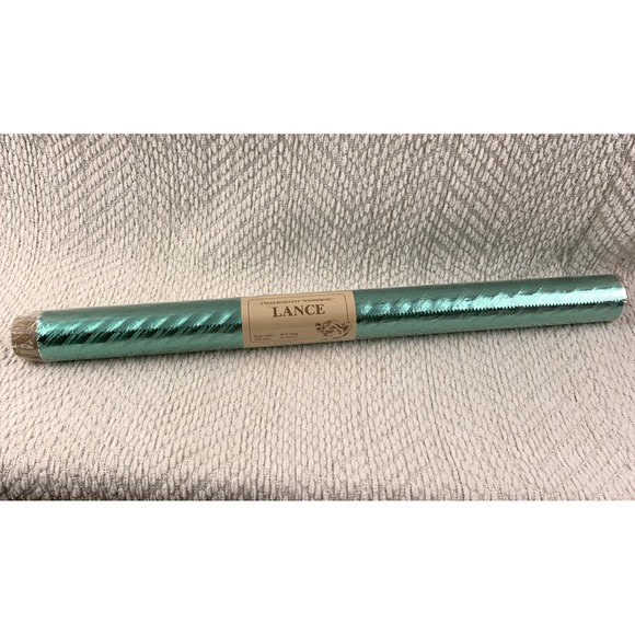 Vtg Christmas Wrapping Paper Foil Metallic Green Shiny MCM Texture NOS Lance USA
